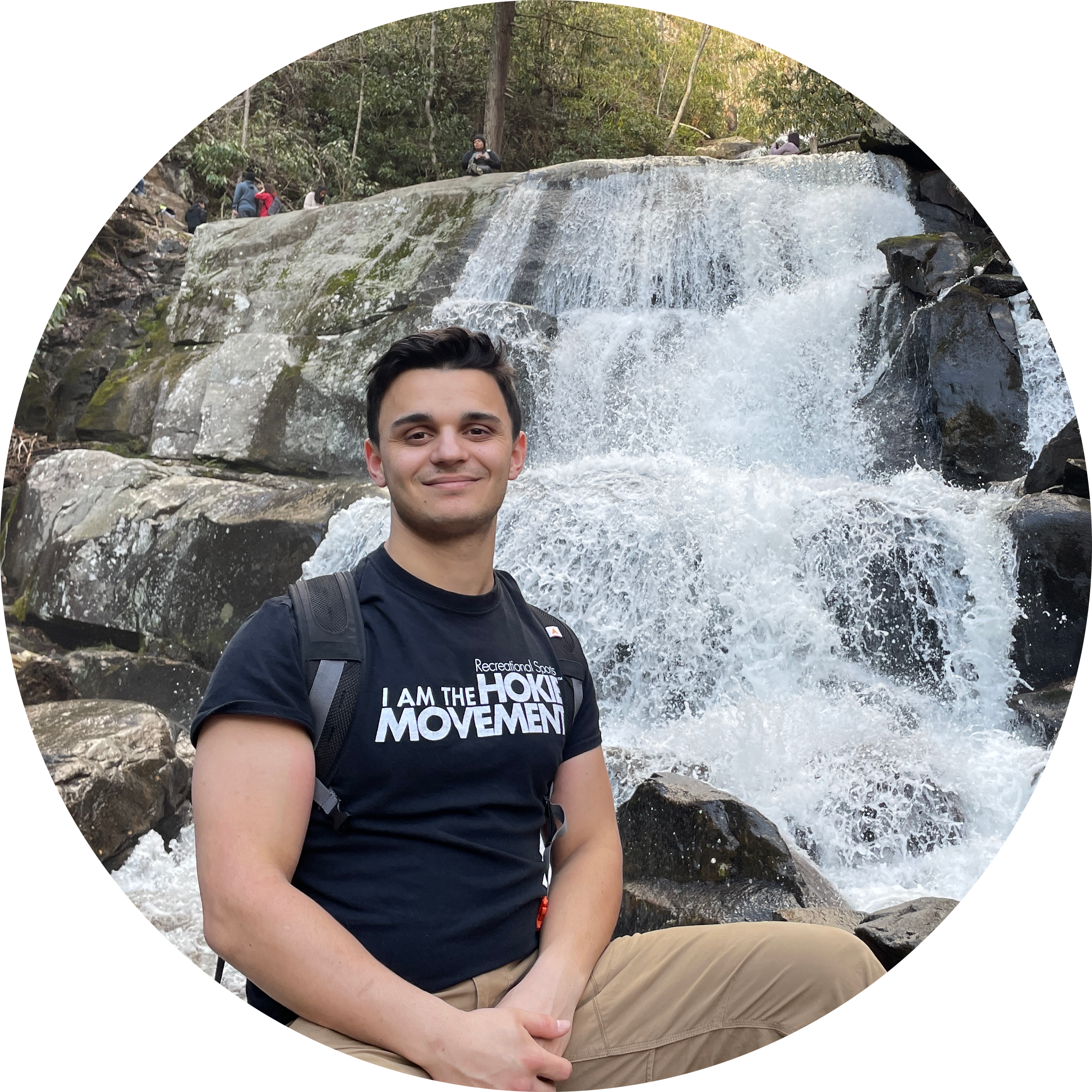 Profile picture of myself in front of a waterfall